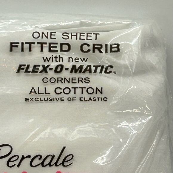 Vintage Cannon Crib FITTED Sheet Fine Percale White Sealed NEW Made in USA - Picture 3 of 11